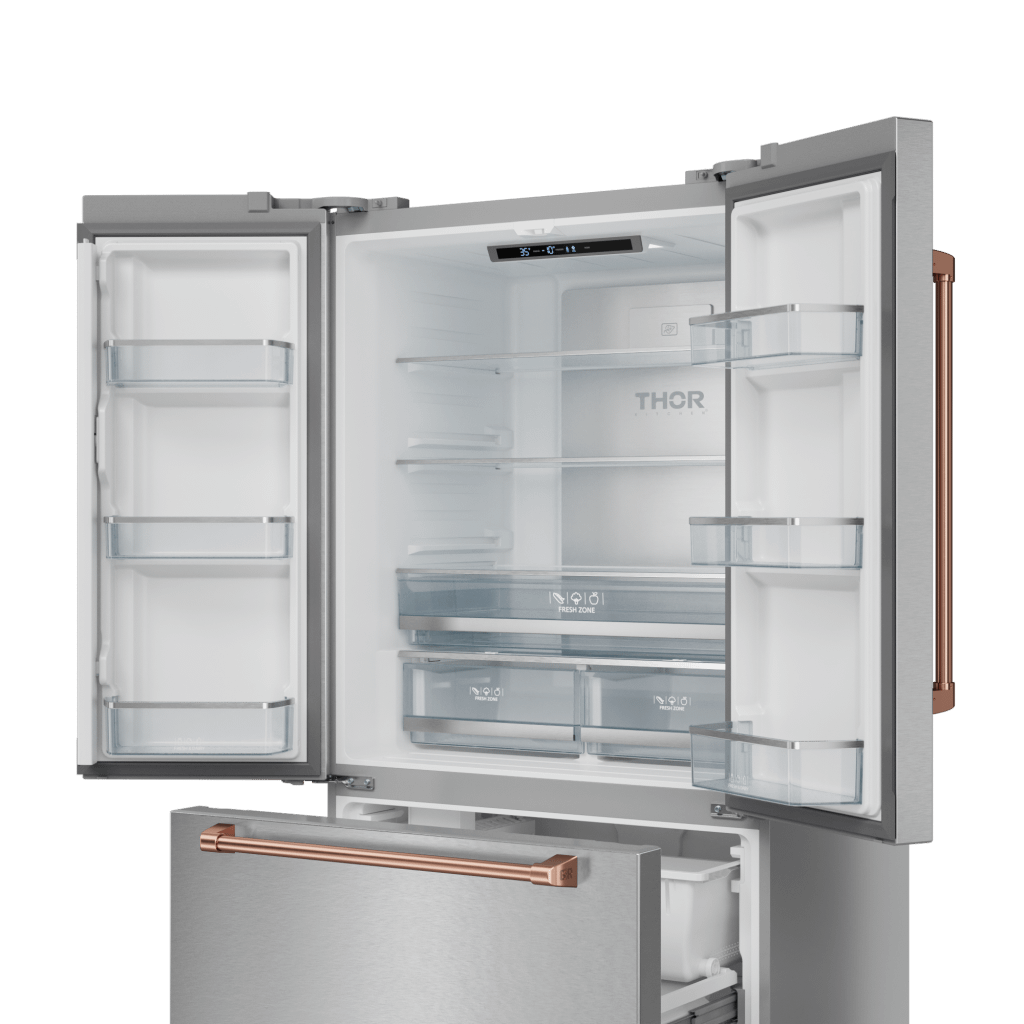 Thor Kitchen RF3621CTD99RSG 36 Inch 20.3 Cu Ft French Door Counter Depth Refrigerator With Ice Maker In Stainless Steel/Rose Gold Gordon Ramsay Series - Rf3621Ctd99-Rsg