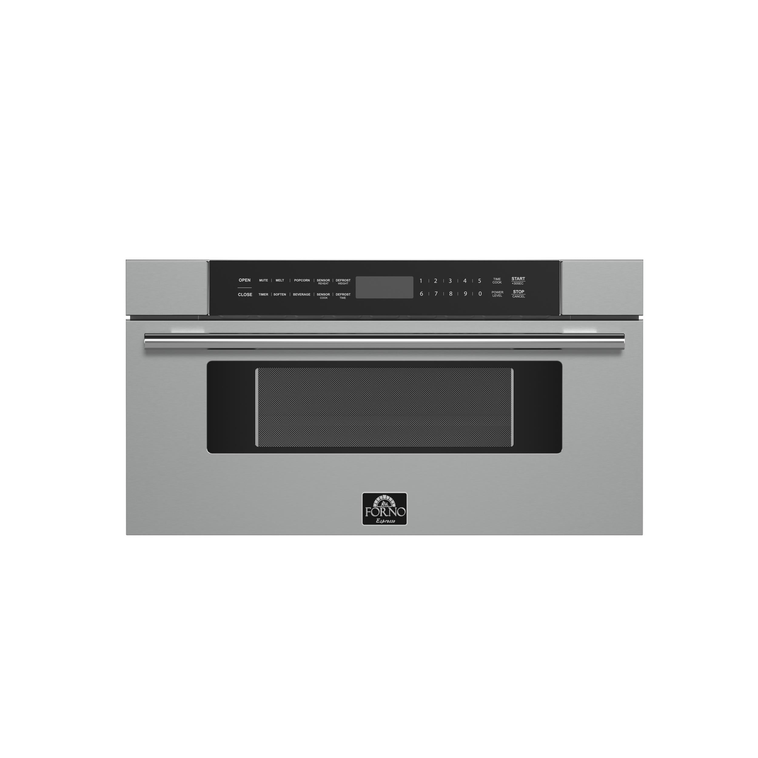 Forno FMWDR300030 Forno Capoliveri 30-Inch Microwave Drawer, Stainless Steel, 1.2 Cu.Ft, 1500 Watts, Built-In, Touch Control Lcd Display, Auto-Touch Open/Close, 11 Power Levels, Sensor Cooking