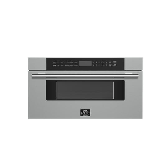 Forno FMWDR300030 Forno Capoliveri 30-Inch Microwave Drawer, Stainless Steel, 1.2 Cu.Ft, 1500 Watts, Built-In, Touch Control Lcd Display, Auto-Touch Open/Close, 11 Power Levels, Sensor Cooking