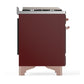 Ilve UM48FQNR3BUP Ilve Um48Fqnr3Bup Majestic Iii 48 Inch Dual Fuel Range With 8 Burners And Griddle, Dual Function Burner Up To 25,000 Btu (Natural Gas, Solid Door, Burgundy, Copper)