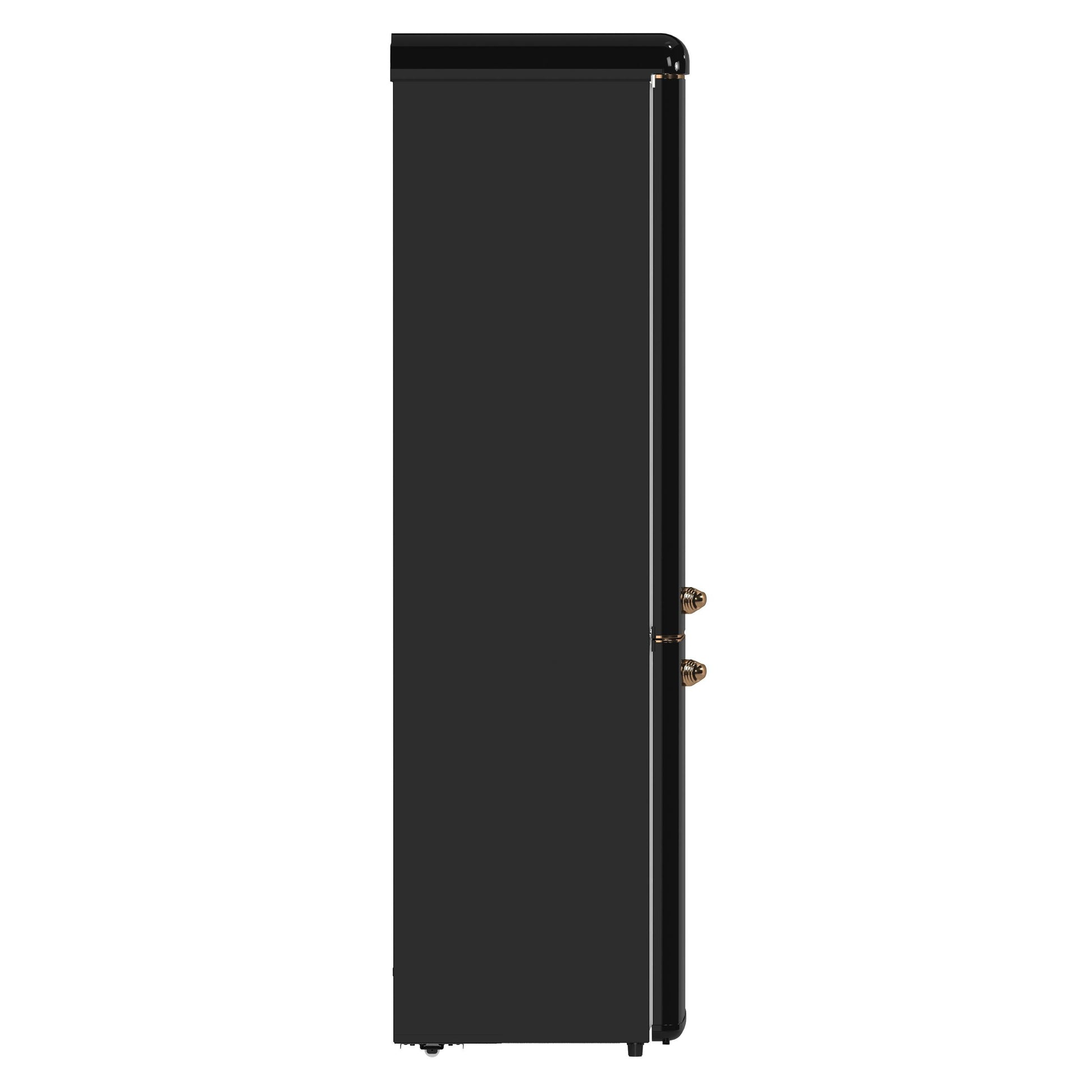 Forno FFFFD174522BLK Forno Storico 22-Inch Retro Bottom Freezer Fridge In Black, 9 Cu.Ft, Copper-Tone Handle