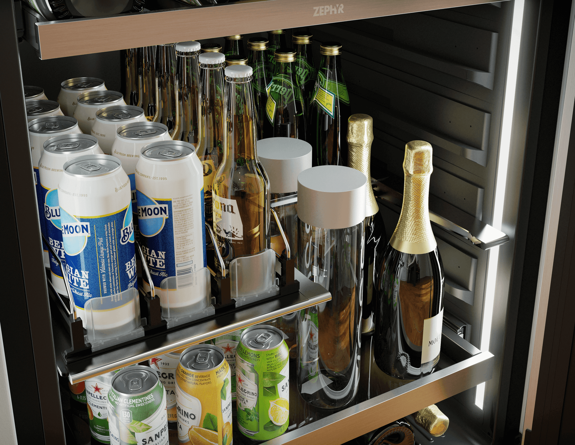 Zephyr PRPB24C01CG Presrv Pro Beverage Cooler, 24In Under Cabinet, Ss+Glass, Reverse Door, 1 Zone