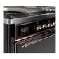 Ilve UM60FSQNR3BKPLP Ilve Um60Fsqnr3Bkplp Majestic Iii 60 Inch Dual Fuel Range With 7 Burners, Griddle And French Top, Dual Function Burner With Up To 25,000 Btu (Liquid Propane, Solid Door, Glossy Black, Copper)