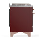 Ilve UM60FSNR3BUPLP Ilve Um60Fsnr3Buplp Majestic Iii 60 Inch Dual Fuel Range With 7 Burners, Griddle And French Top, Dual Function Burner With Up To 25,000 Btu (Liquid Propane, Triple Glass Door, Burgundy, Copper)