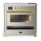 Ilve UMIB36NR3SSG Ilve Umib36Nr3Ssg Majestic Iii 36 Inch Induction Range With 6 Elements, 3.5 Cu. Ft. Total Oven Capacity (Triple Glass Door, Stainless Steel, Brass)