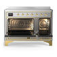 Ilve UMIB48QNR3SSG Ilve Umib48Qnr3Ssg Majestic Iii 48 Inch Induction Range With 6 Elements, 5.02 Cu. Ft. Total Oven Capacity (Solid Door, Stainless Steel, Brass)