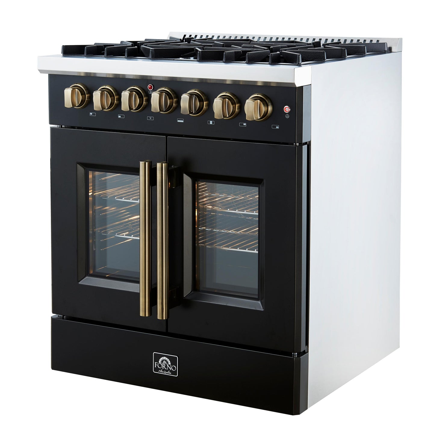 Forno FFSGS635630BLK Forno Galiano 30-Inch Freestanding French Door Dual Fuel Range Black