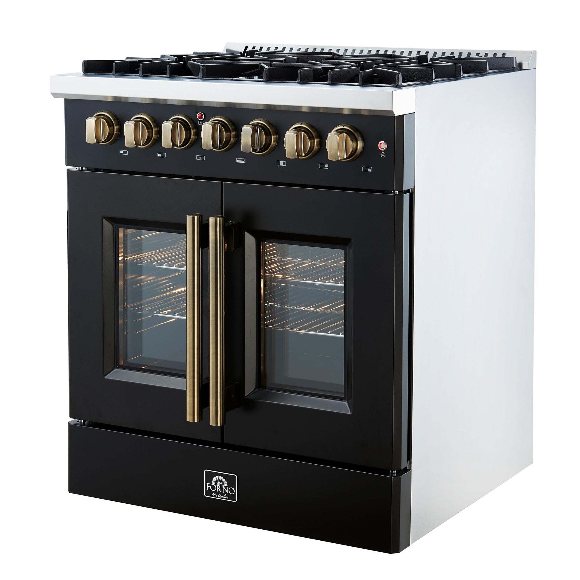 Forno FFSGS635630BLK Forno Galiano 30-Inch Freestanding French Door Dual Fuel Range Black