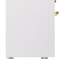 Ilve UPI366NMPWHG Nostalgie Ii 36 Inch Electric Freestanding Range In White With Brass Trim