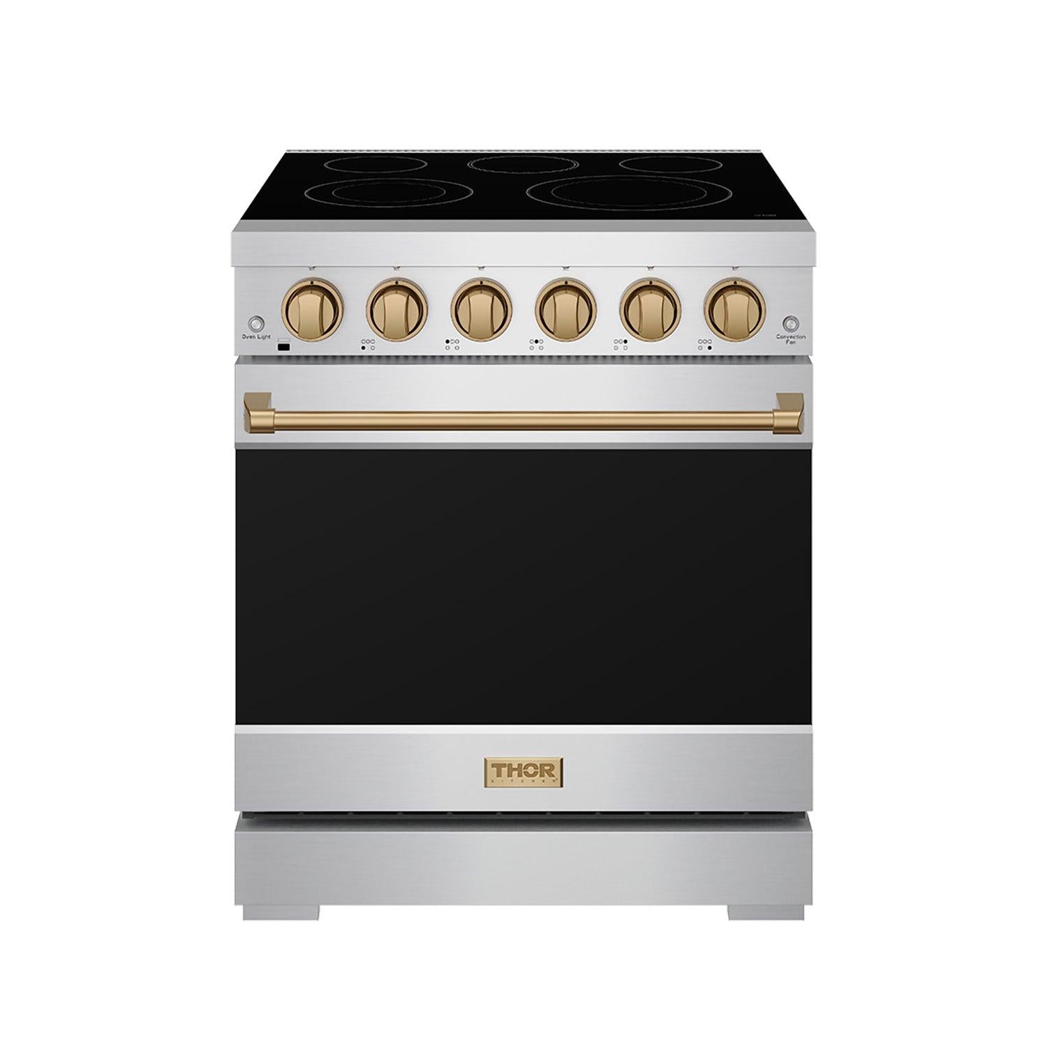Thor Kitchen RSE30PBRZ 30 Inch Professional Electric Range With Precision Knob Control In Stainless Steel And Bronze Gordon Ramsay Series