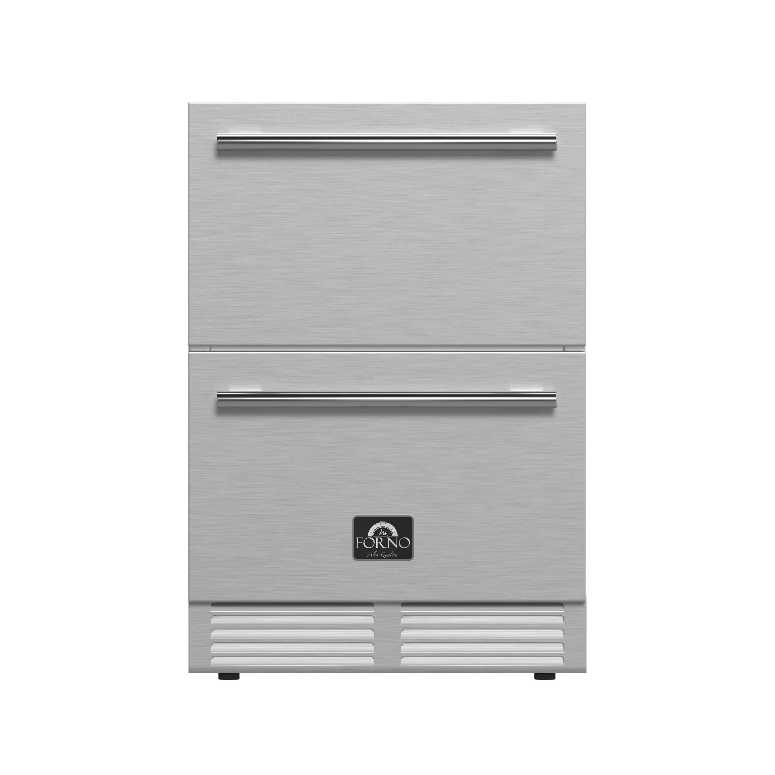 Forno FDROD161124S Forno Como 24-Inch Indoor Outdoor Drawer Refrigerator, 4.87 Cu.Ft, Stainless Steel Interior, Adjustable Shelves, Led Lighting