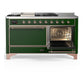 Ilve UM60FSQNR3EGPLP Ilve Um60Fsqnr3Egplp Majestic Iii 60 Inch Dual Fuel Range With 7 Burners, Griddle And French Top, Dual Function Burner With Up To 25,000 Btu (Liquid Propane, Solid Door, Emerald Green, Copper)