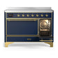 Ilve UMIB48QNR3MBG Ilve Umib48Qnr3Mbg Majestic Iii 48 Inch Induction Range With 6 Elements, 5.02 Cu. Ft. Total Oven Capacity (Solid Door, Midnight Blue, Brass)