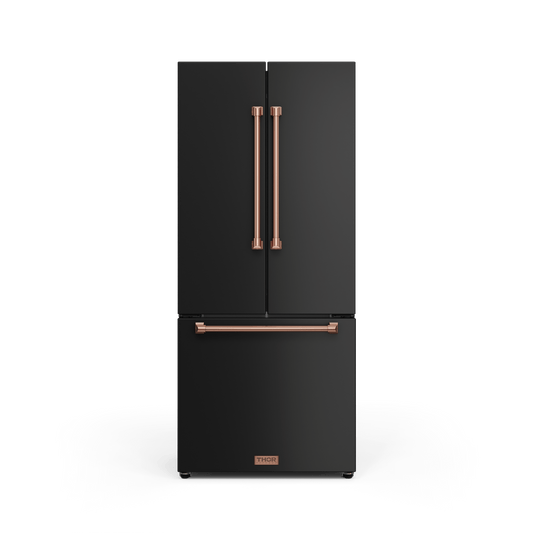 Thor Kitchen RF3017FFD00RSG 30 Inch 17.7 Cu Ft French Door Counter Depth Refrigerator With Ice Maker In Black/Rose Gold Gordon Ramsay Series - Rf3017Ffd00-Rsg