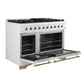 Forno FFSGS611348WHT Forno Antico 48-Inch Dual Fuel Range, White With Antique Brass Finish, 8 Burners, 94,000 Btu, 5.5 Cu.Ft. Double Ovens & Griddle