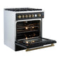Forno FFSGS627430BLK Giovanni 30-Inch Gas Range Black & Antique Brass Design, 5 Burners 67,000 Btu, 4.32 Cu.Ft. Convection Oven