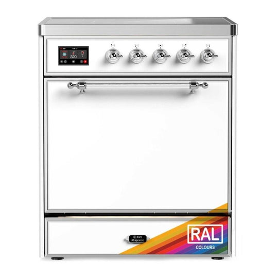 Ilve UMIB30QNR3RAC Ilve Umib30Qnr3Rac Majestic Iii 30 Inch Induction Range With 4 Elements, 4 Cu. Ft. Oven Capacity (Solid Door, Ral, Chrome)