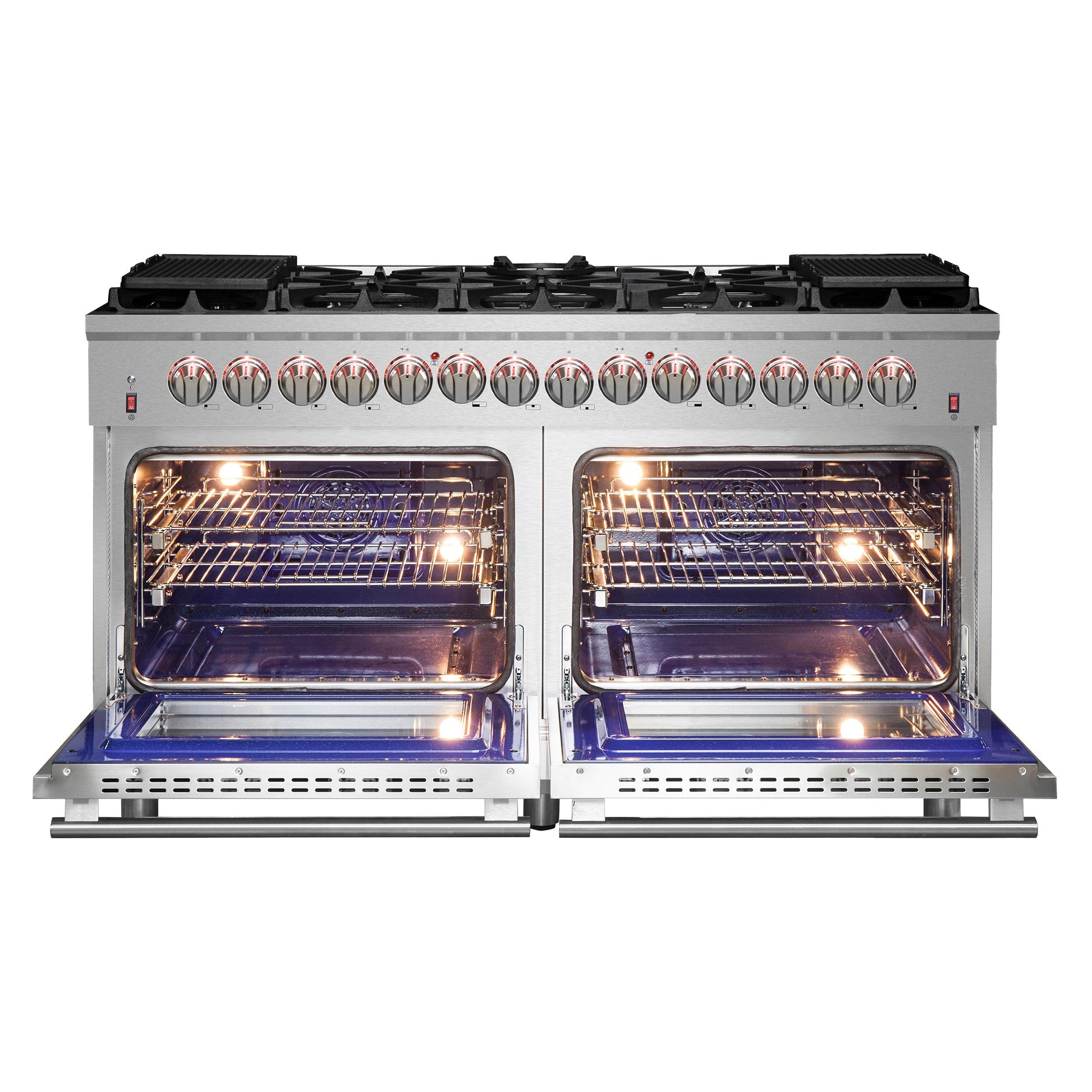 Forno FFSGS612560 Forno Massimo 60-Inch Freestanding Dual Fuel Range, 10 Burners, Double Convection Ovens