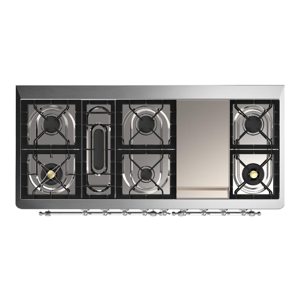 Ilve UM60FQNR3EGCLP Ilve Um60Fqnr3Egclp Majestic Iii 60 Inch Dual Fuel Range With 9 Burners And Griddle, Dual Function Burner Up To 25,000 Btu (Liquid Propane, Solid Door, Emerald Green, Chrome)