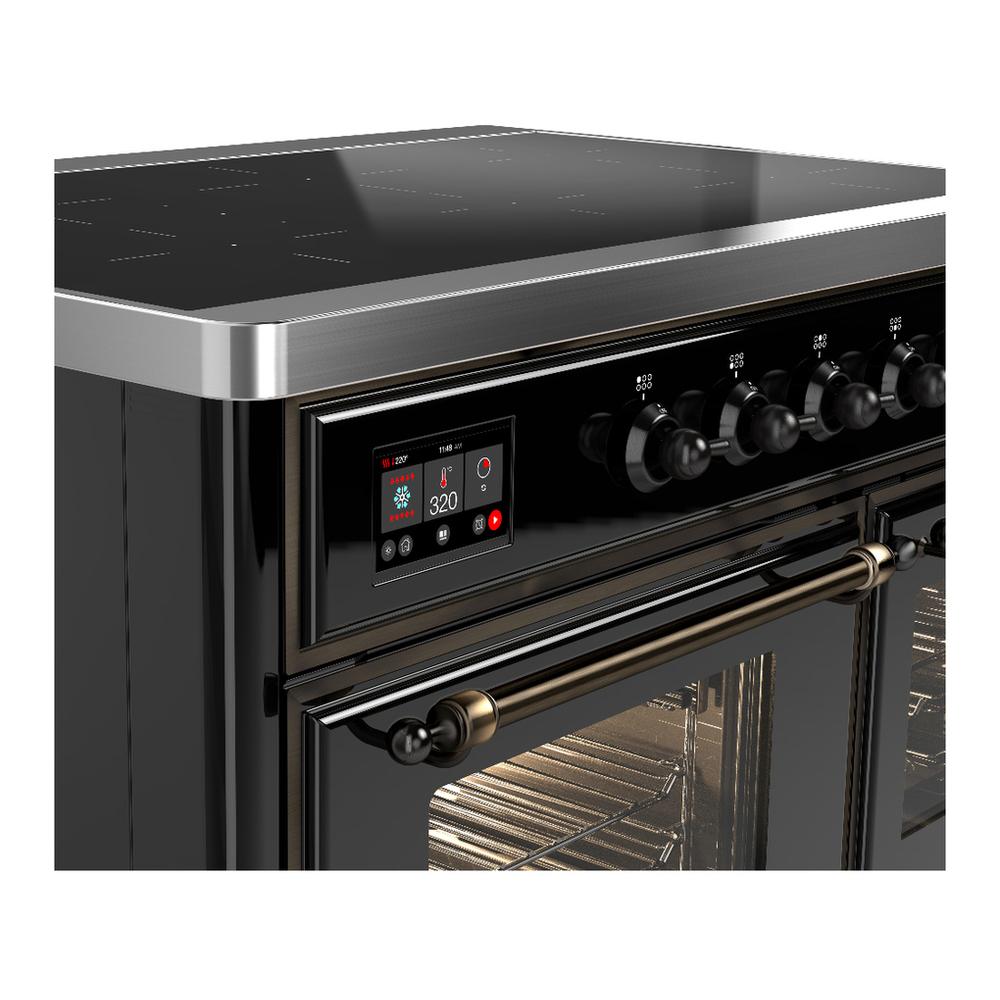 Ilve UMDIB40NR3BKB Ilve Umdib40Nr3Bkb Majestic Iii 40 Inch Induction Range With 6 Elements, 3.82 Cu. Ft. Total Oven Capacity (Triple Glass Door, Glossy Black, Burnished)