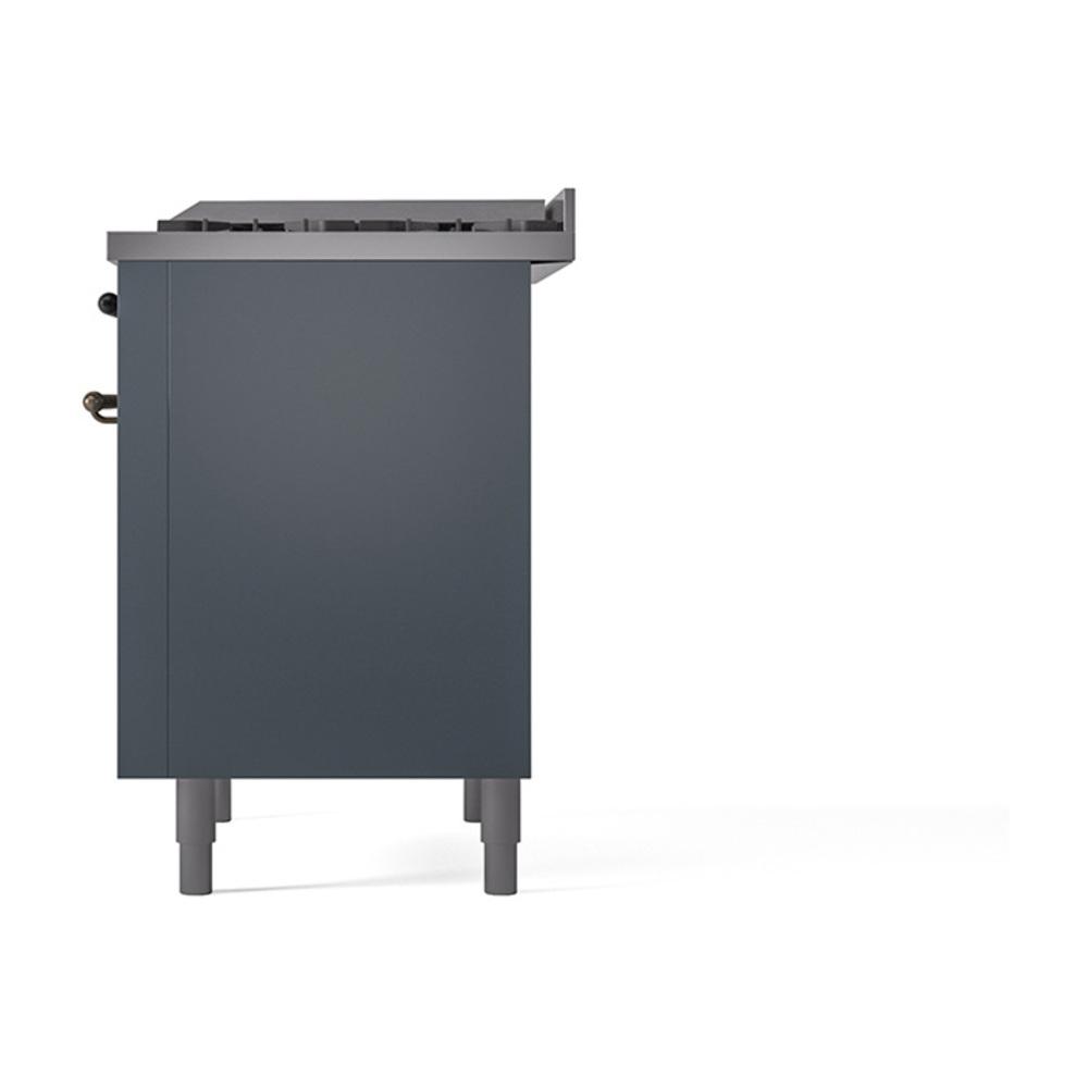 Ilve UN36FQNMPBGB Ilve Un36Fqnmpbgb Nostalgie Ii Noblesse 36" Dual Fuel Range (Natural Gas, Solid Door, Blue Grey, Burnished)