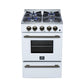 Forno FFSGS627224WHT Forno Breno 24 Inch Freestanding Gas Range In White With Antique Brass, Compact Design