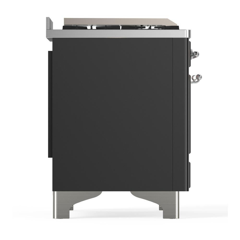 Ilve UM36FNR3MGC Ilve Um36Fnr3Mgc Majestic Iii 36 Inch Dual Fuel Range With 6 Black Brass Burners And Griddle, Dual Function Burner Up To 25,000 Btu (Triple Glass Door, Graphite Matte, Chrome, Natural Gas)