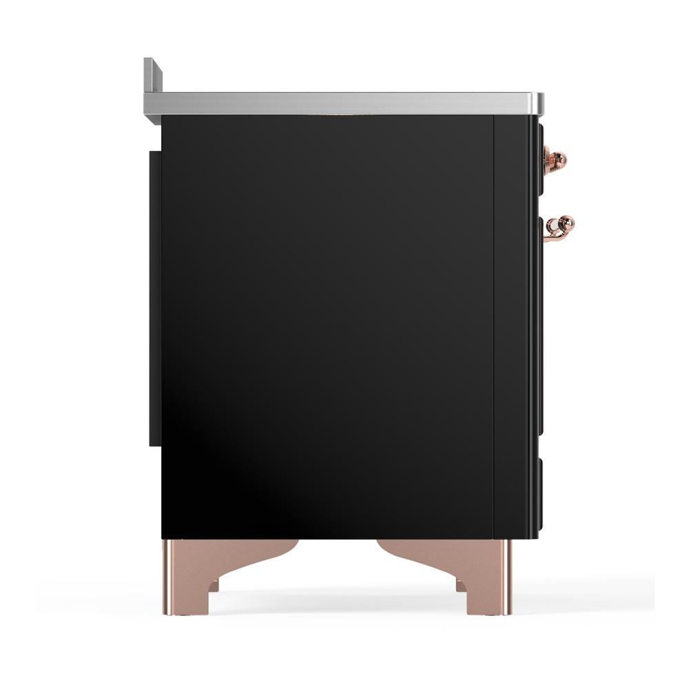 Ilve UMIB48QNR3BKP Ilve Umib48Qnr3Bkp Majestic Iii 48 Inch Induction Range With 6 Elements, 5.02 Cu. Ft. Total Oven Capacity (Solid Door, Glossy Black, Copper)