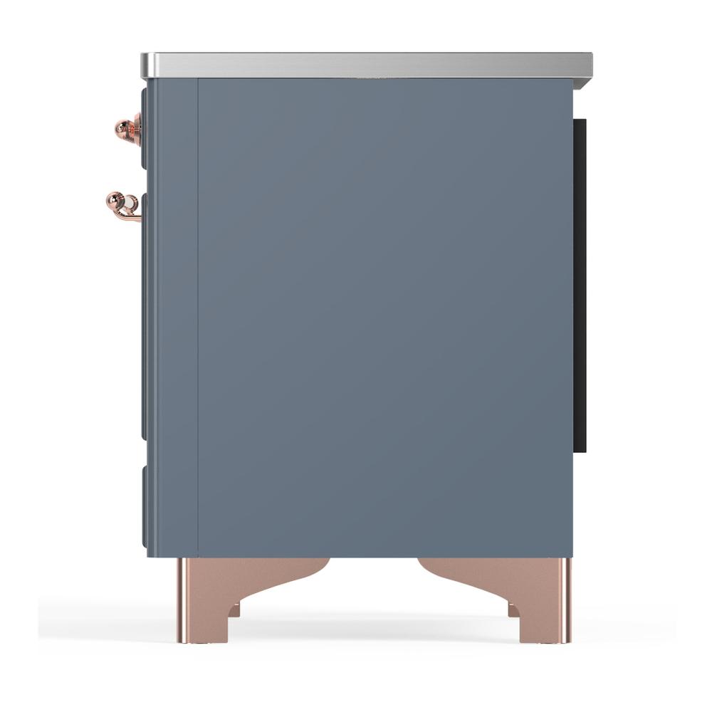 Ilve UMDIB40QNR3BGP Ilve Umdib40Qnr3Bgp Majestic Iii 40 Inch Induction Range With 6 Elements, 3.82 Cu. Ft. Total Oven Capacity (Solid Door, Blue Grey, Copper)