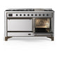 Ilve UM60FQNR3SSBLP Ilve Um60Fqnr3Ssblp Majestic Iii 60 Inch Dual Fuel Range With 9 Burners And Griddle, Dual Function Burner Up To 25,000 Btu (Liquid Propane, Solid Door, Stainless Steel, Burnished)
