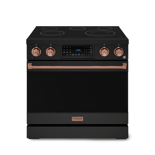 Thor Kitchen RSE36BRSG 36 Inch Professional Electric Range With Tilt Panel Touch Control In Black/Rose Gold Gordon Ramsay Series - Rse36B-Rsg