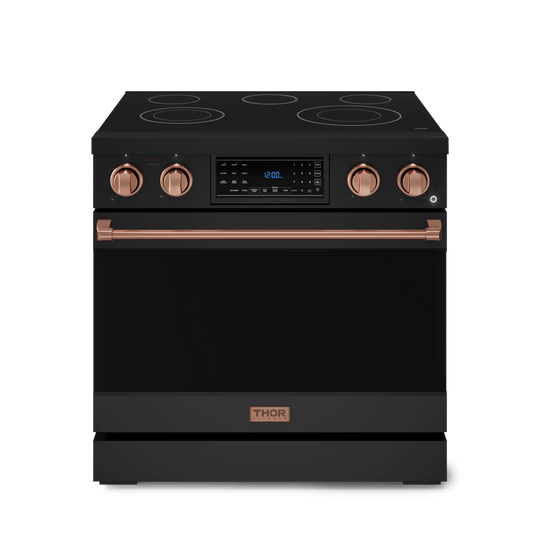 Thor Kitchen RSE36BRSG 36 Inch Professional Electric Range With Tilt Panel Touch Control In Black/Rose Gold Gordon Ramsay Series - Rse36B-Rsg