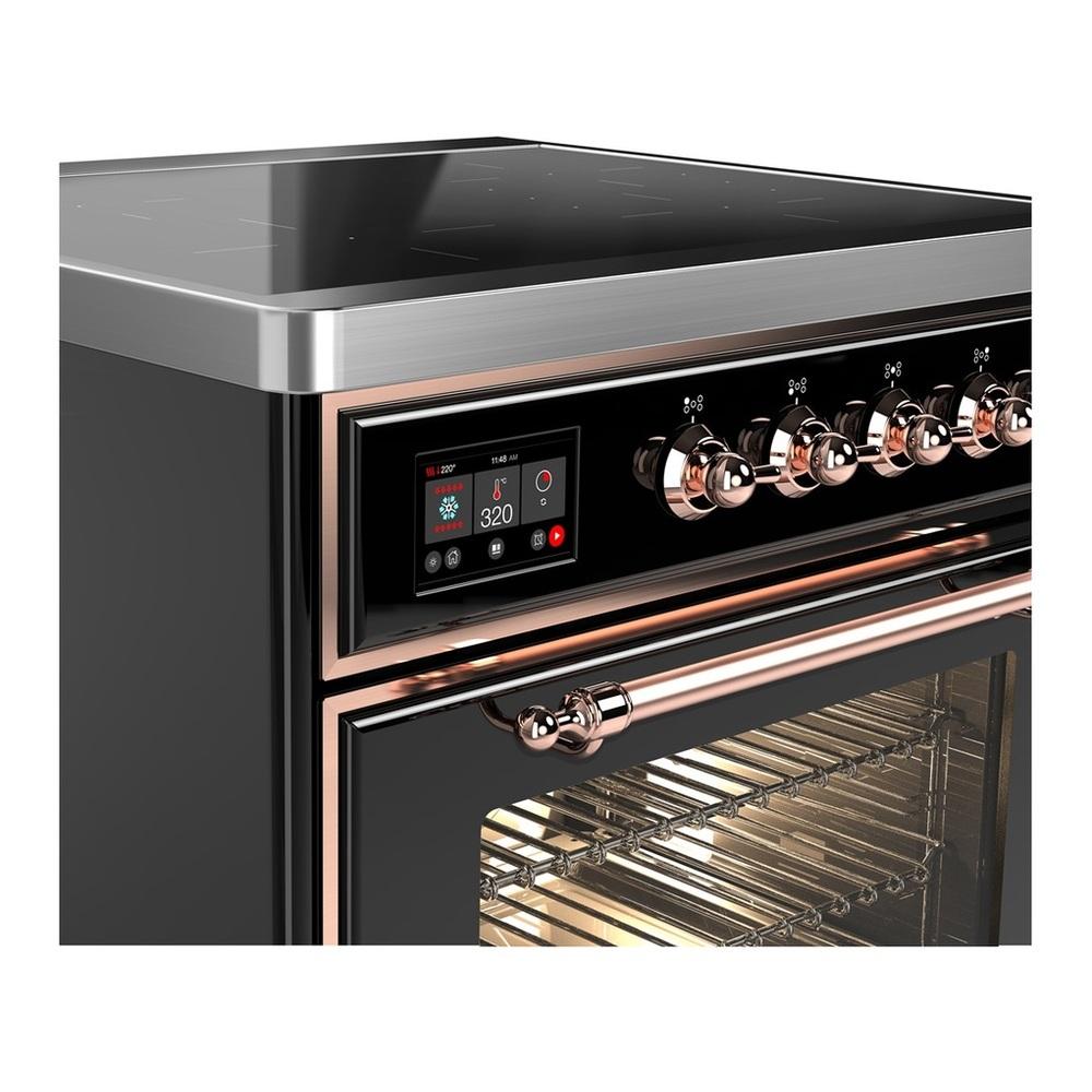 Ilve UMIB30NR3BKP Ilve Umib30Nr3Bkp Majestic Iii 30 Inch Induction Range With 4 Elements, 4 Cu. Ft. Oven Capacity (Triple Glass Door, Glossy Black, Copper)