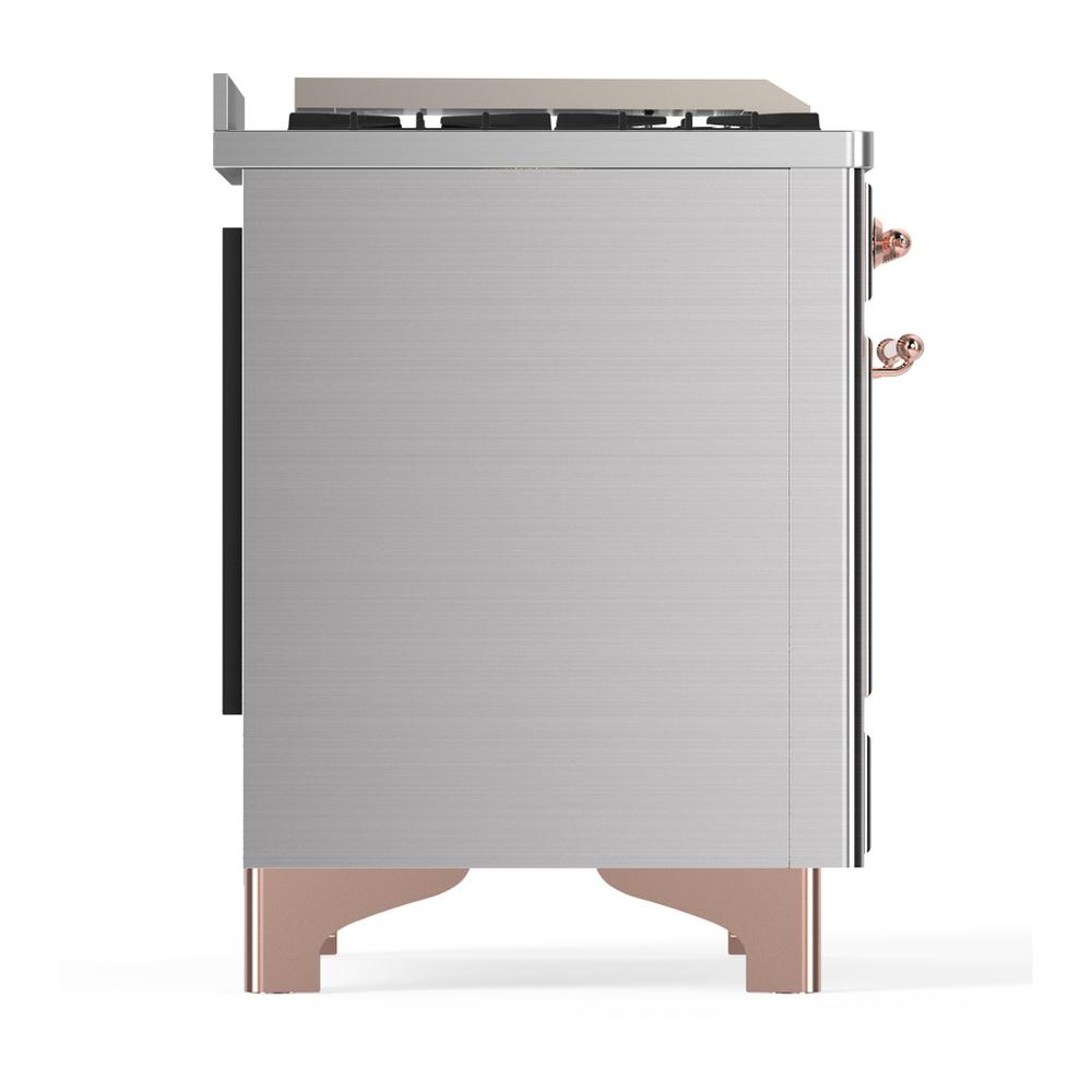 Ilve UM36FNR3SSPLP Ilve Um36Fnr3Ssplp Majestic Iii 36 Inch Dual Fuel Range With 6 Black Brass Burners And Griddle, Dual Function Burner Up To 25,000 Btu (Triple Glass Door, Stainless Steel, Copper, Liquid Propane)
