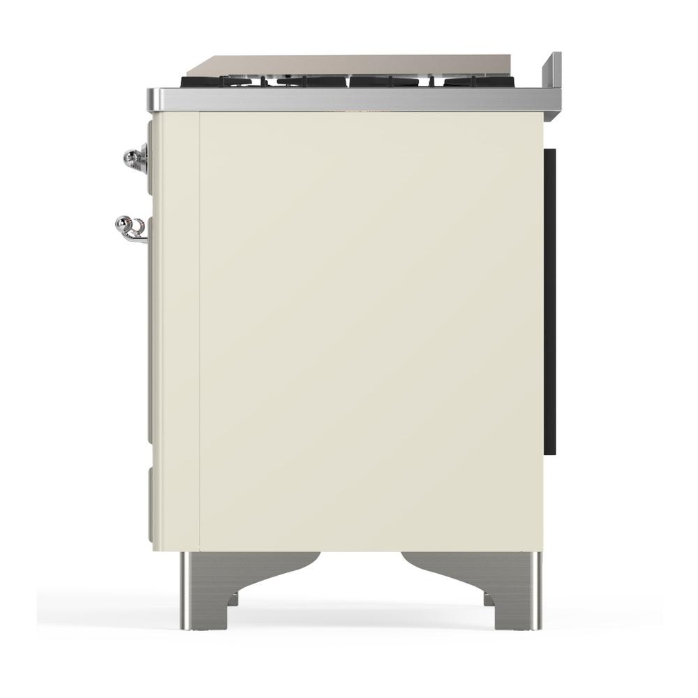 Ilve UMD40FNR3AWCLP Ilve Umd40Fnr3Awclp Majestic Iii 40 Inch Dual Fuel Range With 6 Burners And Griddle, Dual Function Burner Up To 25,000 Btu (Liquid Propane, Triple Glass Door, Antique White, Chrome)