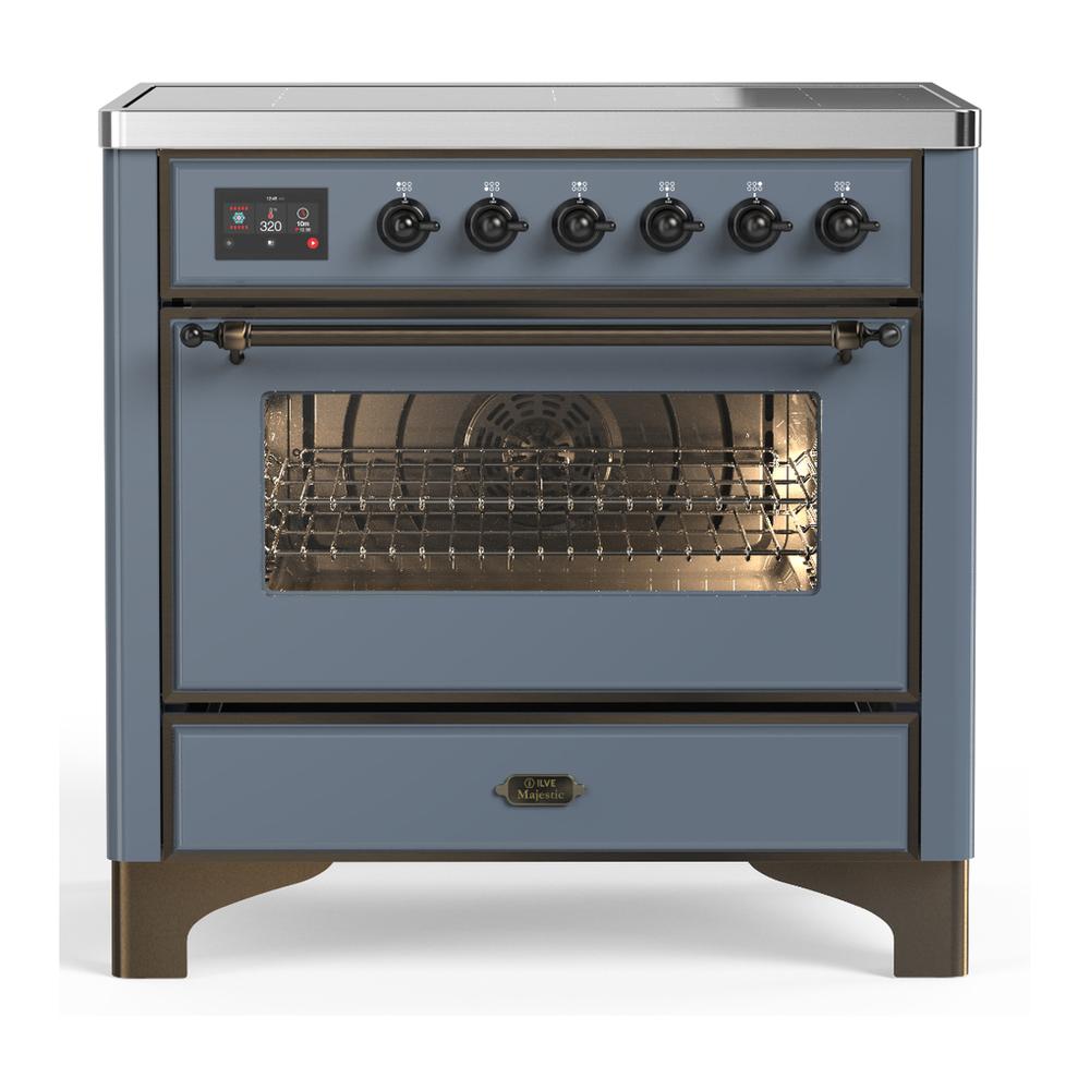 Ilve UMIB36NR3BGB Ilve Umib36Nr3Bgb Majestic Iii 36 Inch Induction Range With 6 Elements, 3.5 Cu. Ft. Total Oven Capacity (Triple Glass Door, Blue Grey, Burnished)