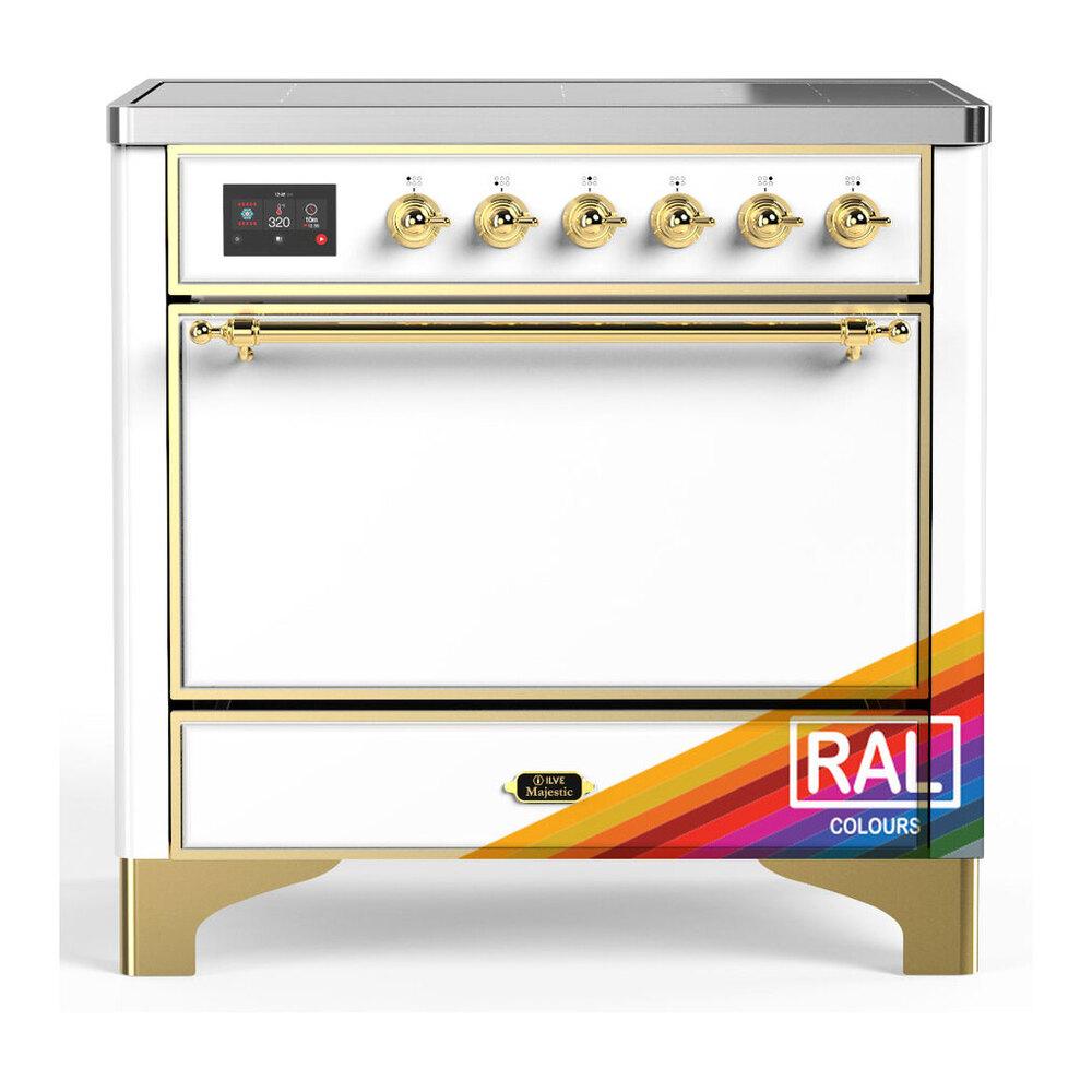 Ilve UMIB36QNR3RAG Ilve Umib36Qnr3Rag Majestic Iii 36 Inch Induction Range With 6 Elements, 3.5 Cu. Ft. Total Oven Capacity (Solid Door, Ral, Brass)
