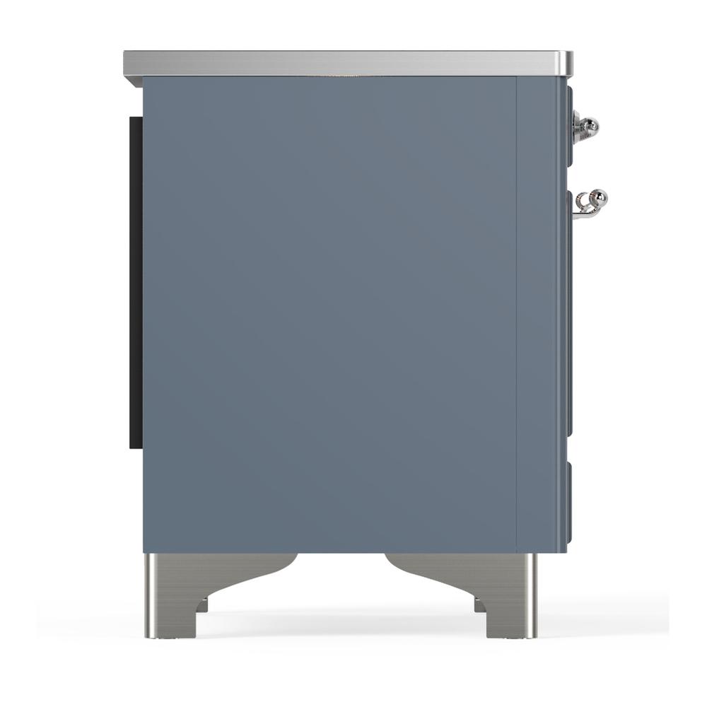 Ilve UMIB36QNR3BGC Ilve Umib36Qnr3Bgc Majestic Iii 36 Inch Induction Range With 6 Elements, 3.5 Cu. Ft. Total Oven Capacity (Solid Door, Blue Grey, Chrome)