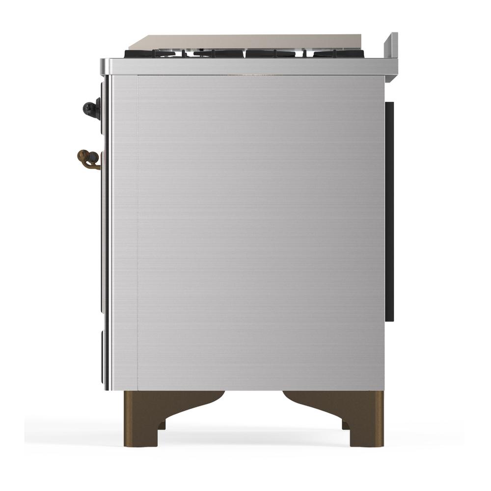 Ilve UM60FSQNR3SSB Ilve Um60Fsqnr3Ssb Majestic Iii 60 Inch Dual Fuel Range With 7 Burners, Griddle And French Top, Dual Function Burner With Up To 25,000 Btu (Natural Gas, Solid Door, Stainless Steel, Burnished)