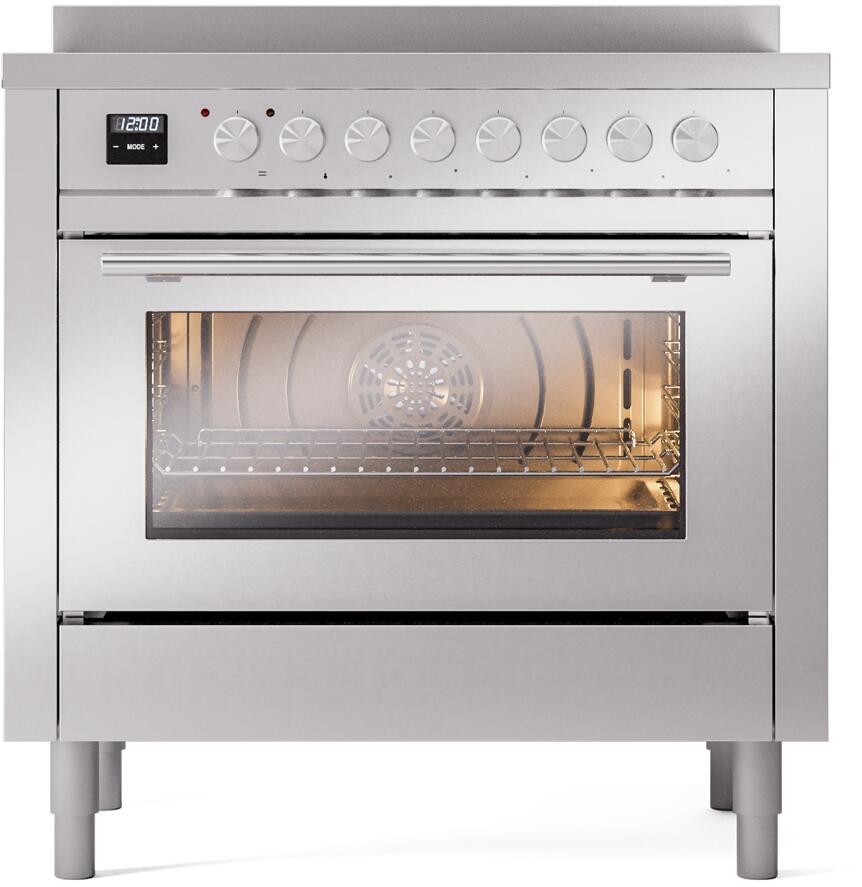 Ilve UPI366WMPSS Professional Plus Ii 36 Inch Electric Freestanding Range In Stainless Steel With Trim