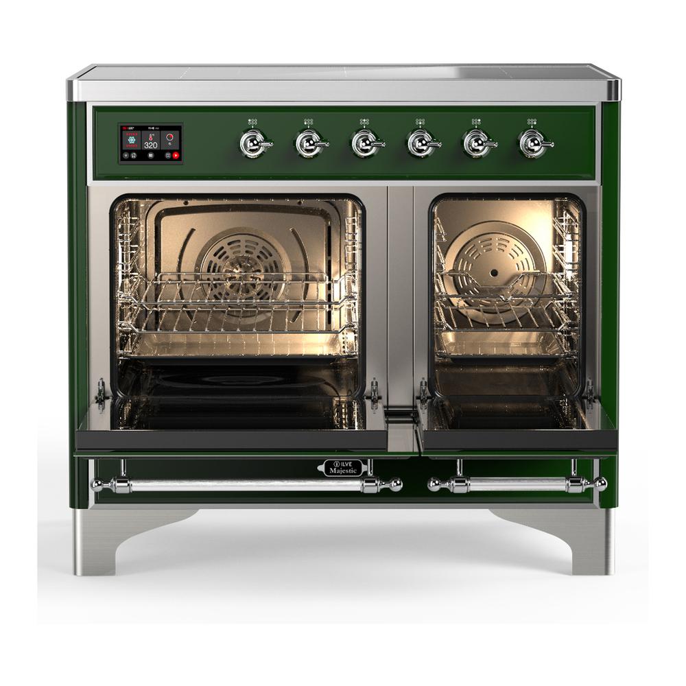 Ilve UMDIB40QNR3EGC Ilve Umdib40Qnr3Egc Majestic Iii 40 Inch Induction Range With 6 Elements, 3.82 Cu. Ft. Total Oven Capacity (Solid Door, Emerald Green, Chrome)