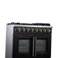 Forno FFSGS638736BLK Forno Capriasca 36 Inch Freestanding French Door Dual Fuel Range In Black With Antique Brass Accessories, 6 Burners, True Convection Oven