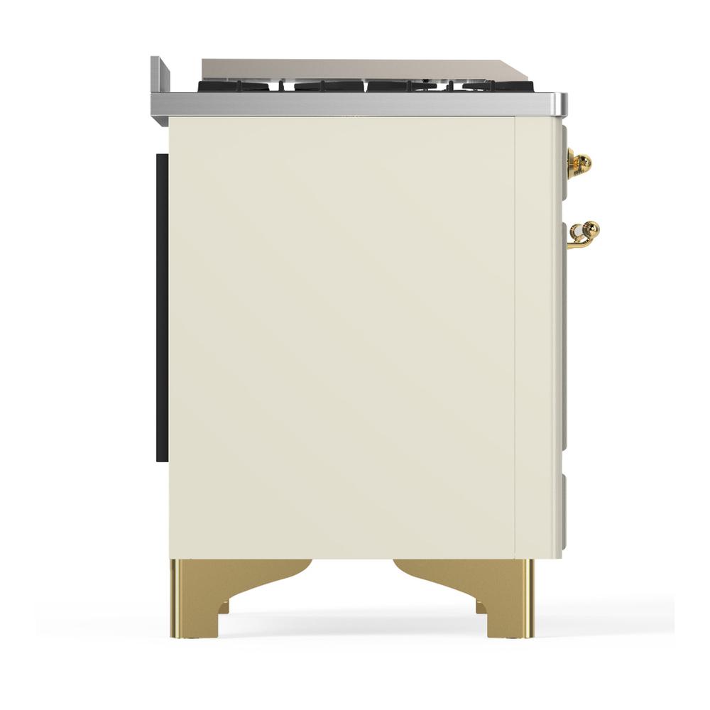 Ilve UM60FSNR3AWG Ilve Um60Fsnr3Awg Majestic Iii 60 Inch Dual Fuel Range With 7 Burners, Griddle And French Top, Dual Function Burner With Up To 25,000 Btu (Natural Gas, Triple Glass Door, Antique White, Brass)