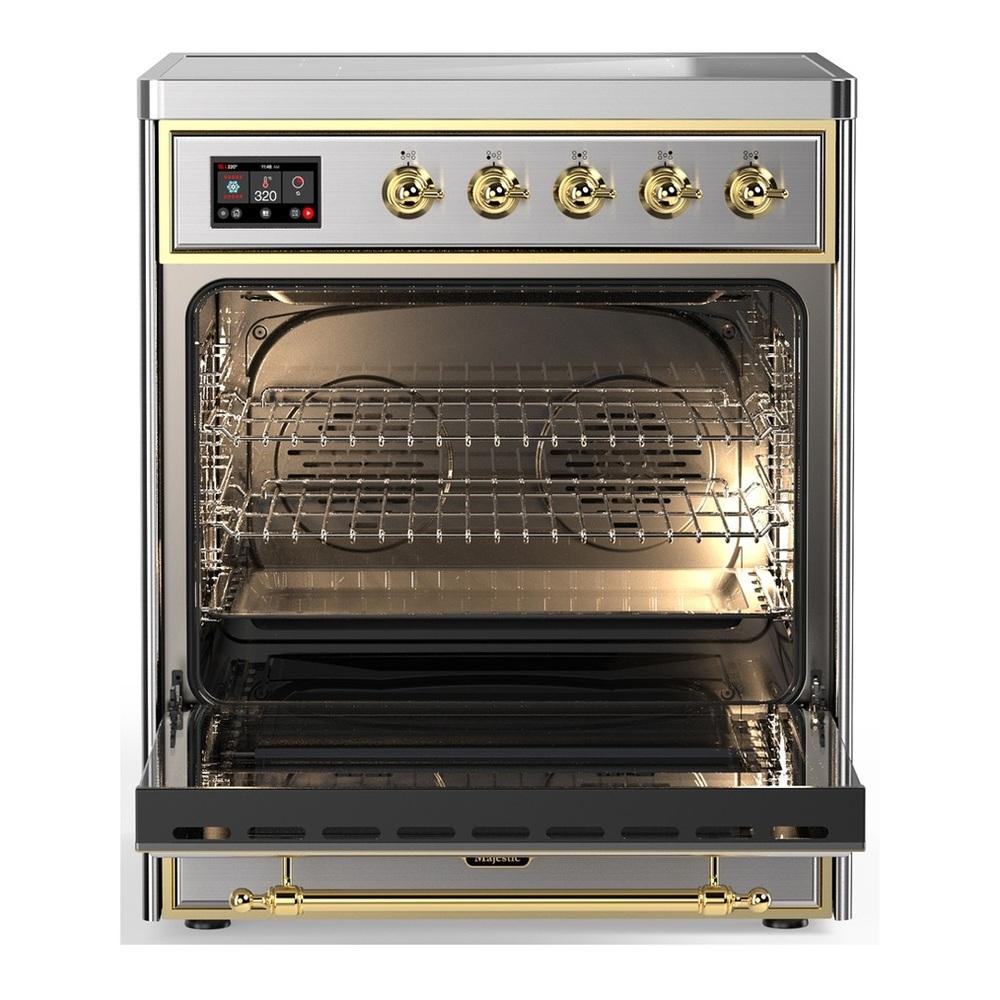 Ilve UMIB30NR3SSG Ilve Umib30Nr3Ssg Majestic Iii 30 Inch Induction Range With 4 Elements, 4 Cu. Ft. Oven Capacity (Triple Glass Door, Stainless Steel, Brass)
