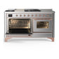 Ilve UM60FSNR3SSPLP Ilve Um60Fsnr3Ssplp Majestic Iii 60 Inch Dual Fuel Range With 7 Burners, Griddle And French Top, Dual Function Burner With Up To 25,000 Btu (Liquid Propane, Triple Glass Door, Stainless Steel, Copper)