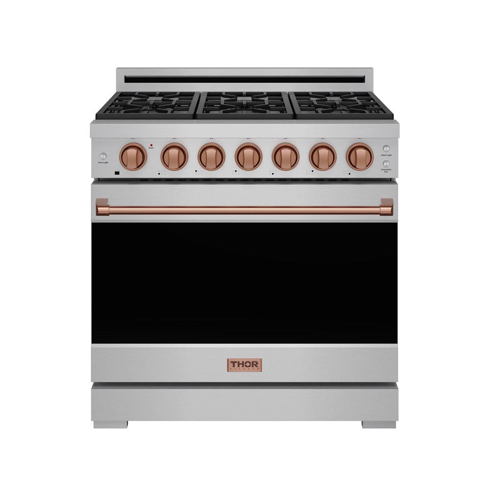 Thor Kitchen RSG36PRSG 36 Inch Professional Gas Range With Precision Knob In Stainless Steel And Rose Gold Gordon Ramsay Series