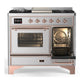 Ilve UMD40FNR3SSP Ilve Umd40Fnr3Ssp Majestic Iii 40 Inch Dual Fuel Range With 6 Burners And Griddle, Dual Function Burner Up To 25,000 Btu (Natural Gas, Triple Glass Door, Stainless Steel, Copper)