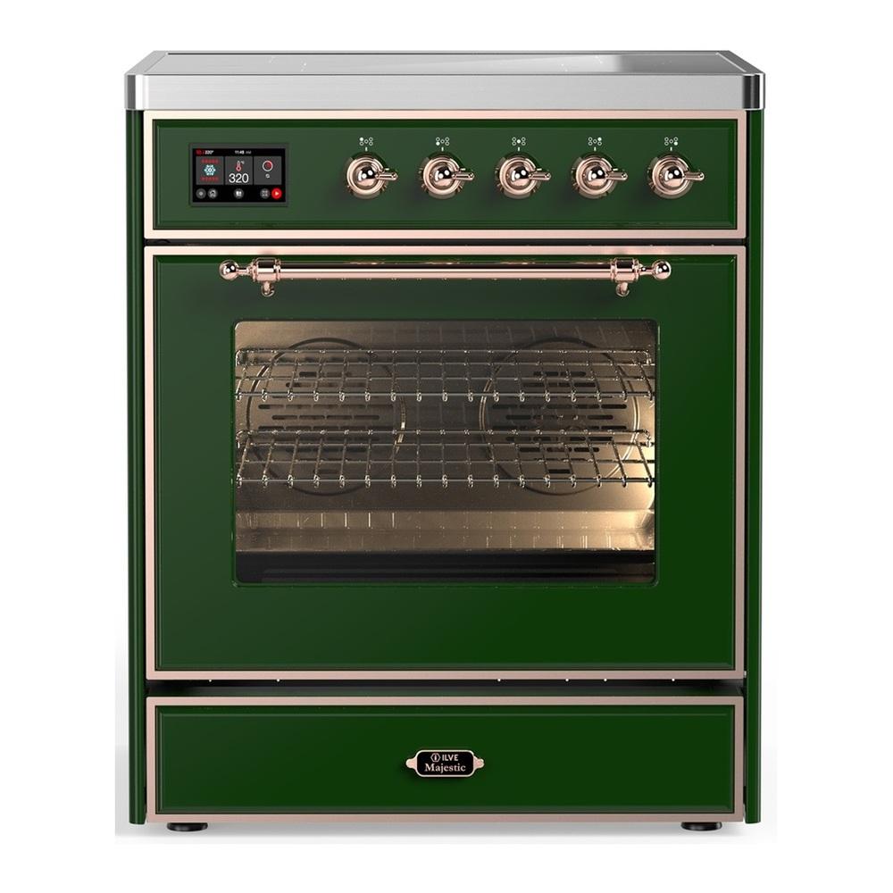 Ilve UMIB30NR3EGP Ilve Umib30Nr3Egp Majestic Iii 30 Inch Induction Range With 4 Elements, 4 Cu. Ft. Oven Capacity (Triple Glass Door, Emerald Green, Copper)