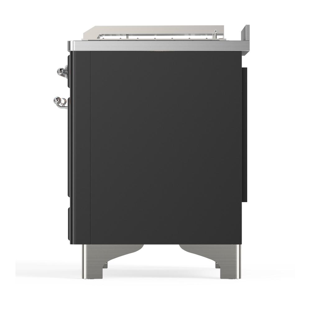 Ilve UM48FSQNR3MGC Ilve Um48Fsqnr3Mgc Majestic Iii 48 Inch Dual Fuel Range With 5 Black Brass Burners, Griddle And French Top, Dual Function Burner Up To 25,000 Btu (Natural Gas, Solid Door, Graphite Matte, Chrome)
