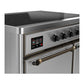 Ilve UMDIB40QNR3SSB Ilve Umdib40Qnr3Ssb Majestic Iii 40 Inch Induction Range With 6 Elements, 3.82 Cu. Ft. Total Oven Capacity (Solid Door, Stainless Steel, Burnished)